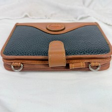 Vintage 1990s Dooney Bourke Leather Organizer Wallet Navy Tan 6 Ring Zip