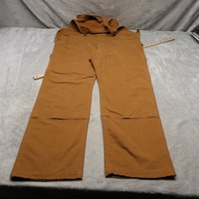 Carhartt Bib Overalls Womens Large 12/14 Tall Brown Canvas Rugged Loose 102438