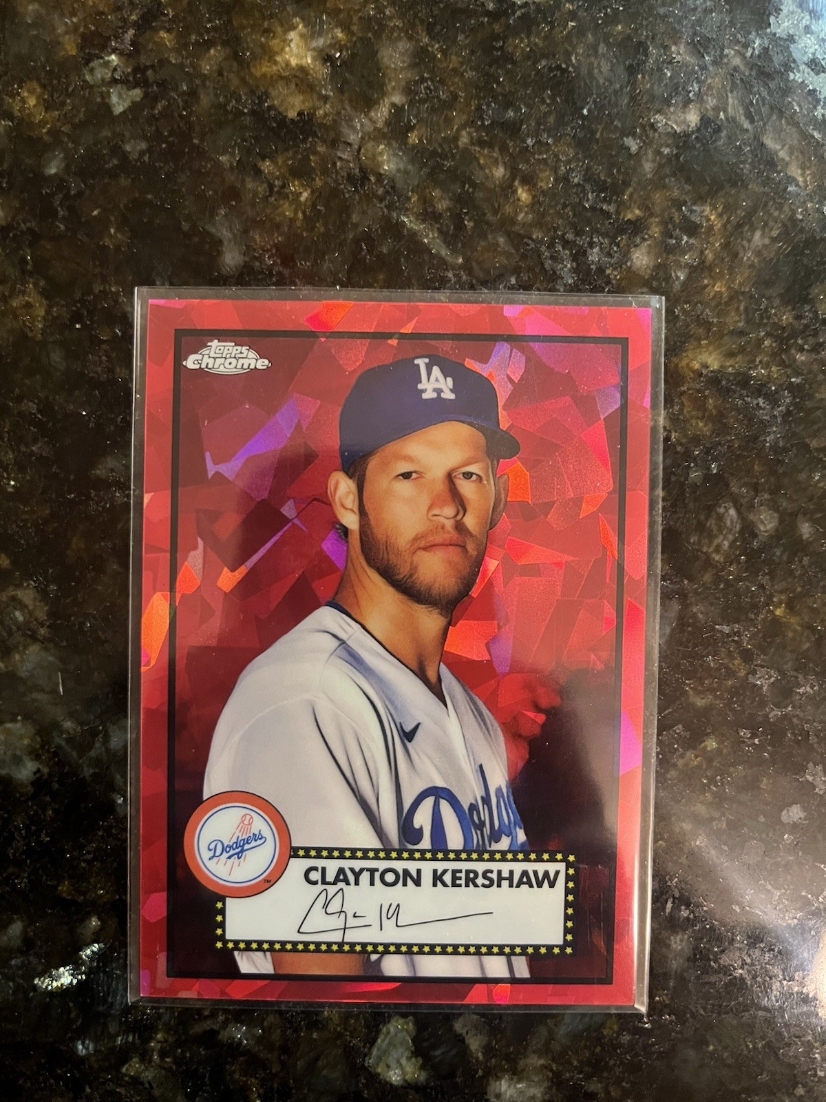 2021 Topps Chrome Platinum Anniversary Clayton Kershaw Red Atomic Refractor /100