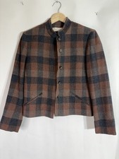 Vintage Young Pendleton Women's Wool Blazer Jacket Black Rust Tweed Plaid Size 4