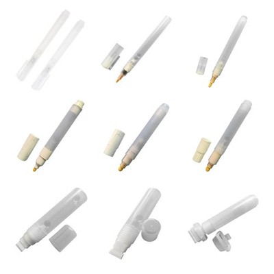 2Pcs Empty Pens Flat/Round Tip Refillable Acrylics Empty Marker Empty Paint Pen