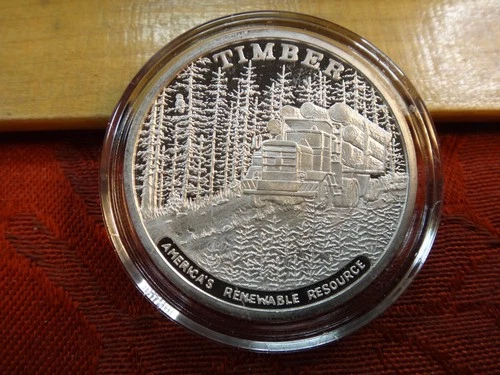 Timber America's Renewable Resource LE 5000 One 1 Oz .999 Silver Bullion Round