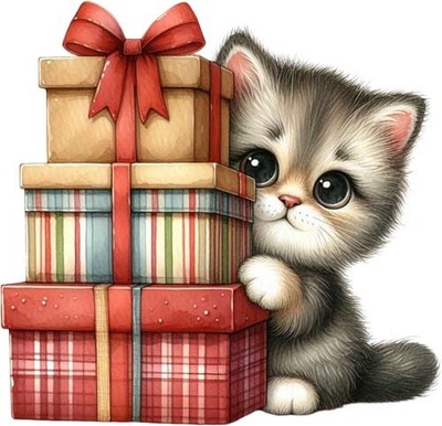 Weihnachten Kätzchen Katze Wandbild Schlafzimmer Kinderzimmer Dekor Vinyl Aufkleber Abziehbild 6 Größen