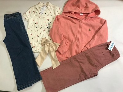 Lot of 5 Toddler Assorted Clothing Size 4-5T: Pants, Hoodie, T-Shirt, Bow