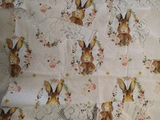Lot of Bunny Fabric Remnants Cotton Blush Forest Boho Rabbit Bunnies Hawthorne