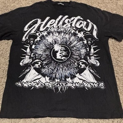 Hellstar Records Men's Graphic Print T-Shirt Black 'The World Is Yours' Size XL