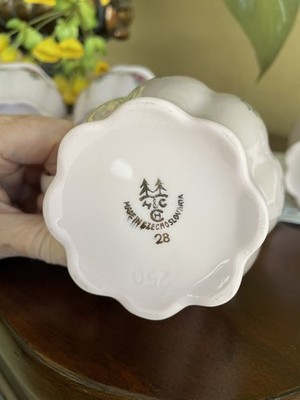 H&C Haas Czjzek Pink Rosa Porcelain SET of 4 Cups/Mugs