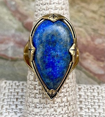 Barse NWT Genuine Blue Lapis Golden Bronze Statement Ring Size 7.75