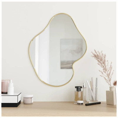 Wandspiegel Gold 50x40 cm Glas PVC Minimalistisch Rechteckig für Bad Schlafzimmer