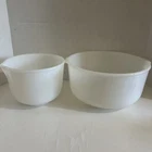 2 Glasbake Sunbeam Mixer Bowls White 19CJ/20CJ White Milk Glass Vintage