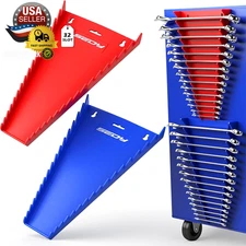 2-Pack Magnetic Wrench Organizer, 32-Slot Premium Wrench Rack Holder Tool Trays 