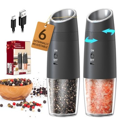 CIRCLE JOY Gravity Electric Salt and Pepper Grinder Set Rechargeable Automati...