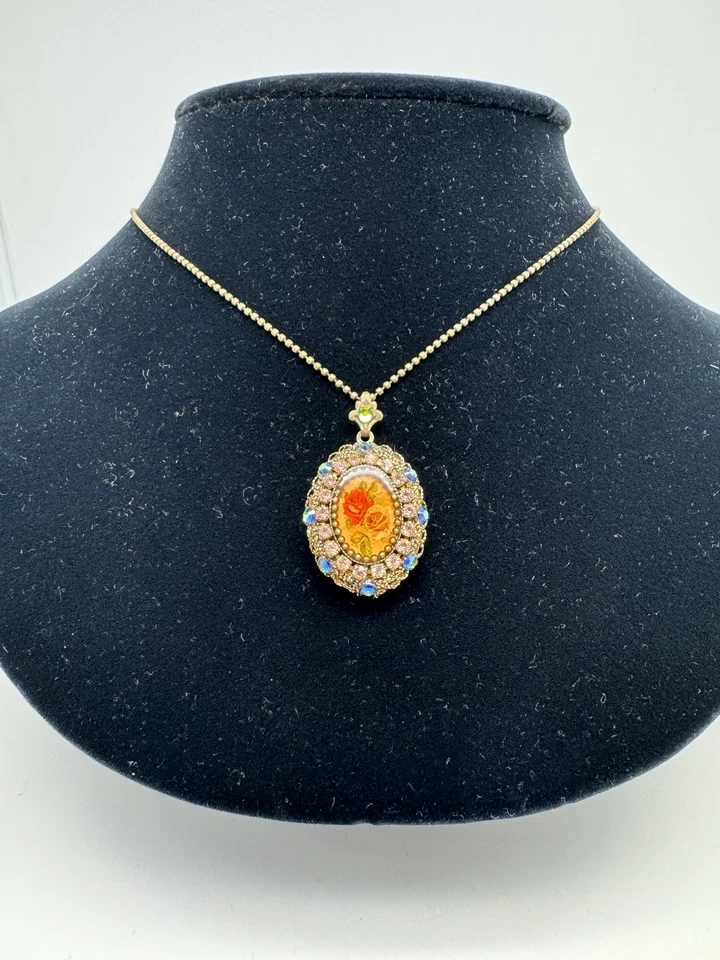 Collar Michal Negrin con cristales de colores flores #9# Foto 3 de 4