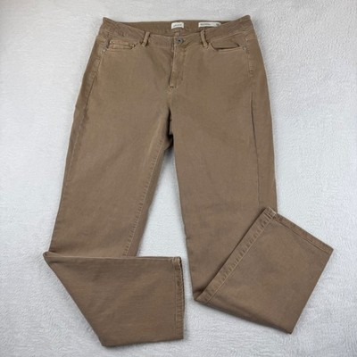 J.Jill Denim Boyfriend Jeans Women 12R Tan Straight Leg Ankle Brown Mid Rise