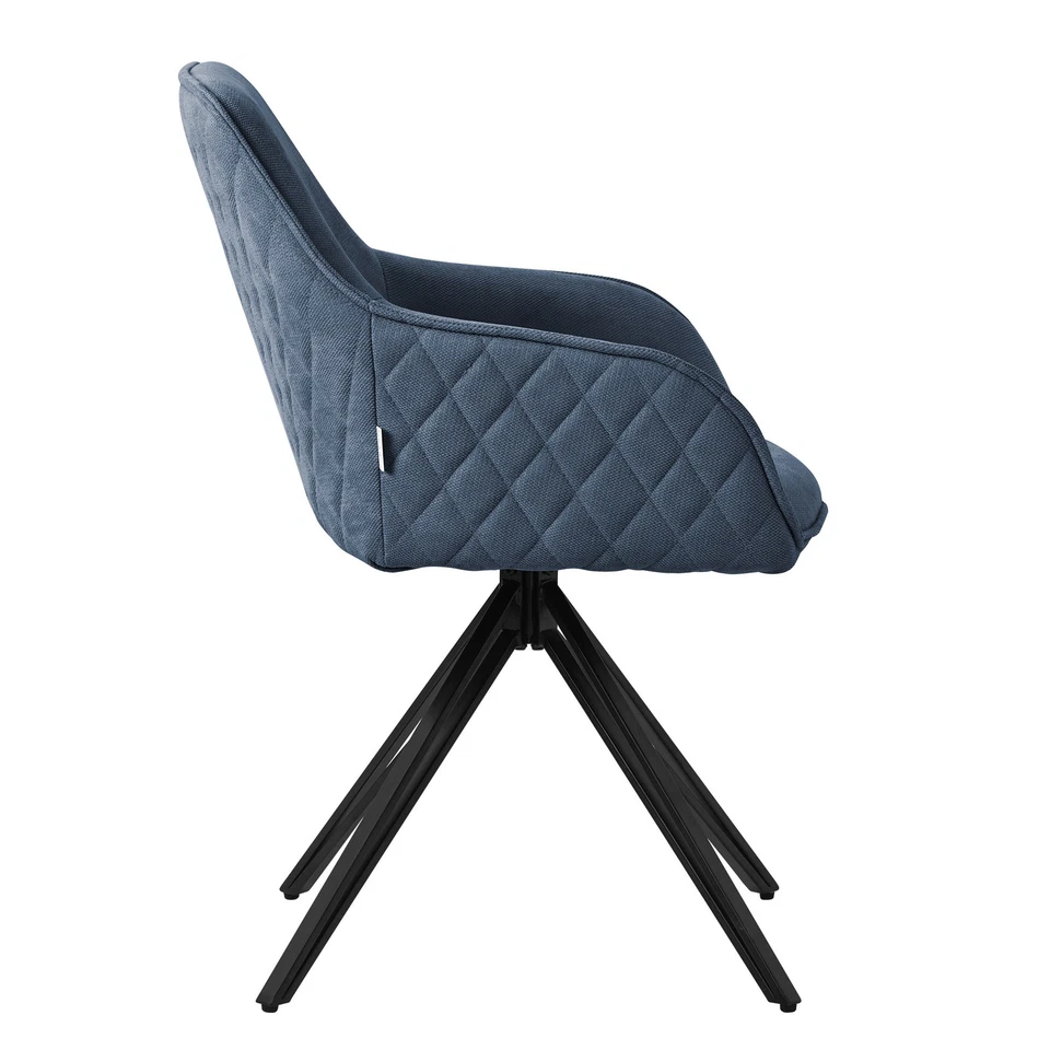 Chaise de salle à manger bleu pivotante à 360° fauteuil rembourrée de salon - Photo 3/4