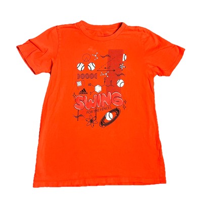 Adidas Swing For The Fences T Shirt Red Little Boys Size Large 