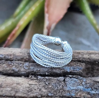 Twisted Multi-Strand 925 Sterling Silver Ring | Bold Chunky Statement , All Size