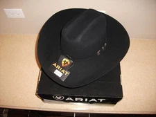 Ariat 20X Fur Felt Beaver Western Hat Black Size 7 3/8 New with Box