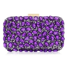 Clutch Purses For Women Crystal Clutches Evening Bags Gemstone Clutch Purple