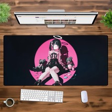 Gothic Anime Girl XXL Desk Mat Dark Aesthetic Gaming Mouse Pad, Cute Edgy