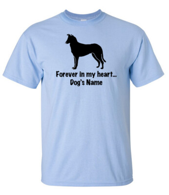 Collie Dog Smooth-Forever in my heart w/ Name Rainbow Bridge Memorial T-shirt 