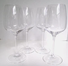 MKSA Clear Crystal Goblet White Wine Glass, Europe, Marked, 8.4" Height Set of 4