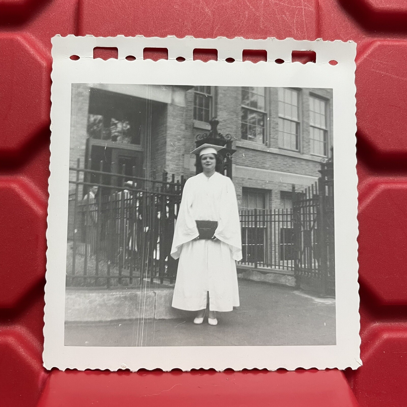Woman In Graduation Cap And Gown 3 1/2 x 3 5/8 Photograph D Pre Owned Vtg 40s