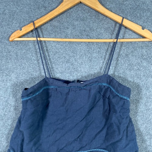 Three Of Something Top Womens XS Blue Blouse Linen Coastal Cami Camisole Boho - Picture 2 of 10