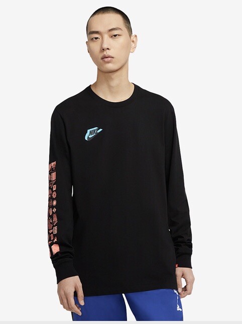 Nike Sportswear Worldwide Long Sleeve Tshirt Black Small UK