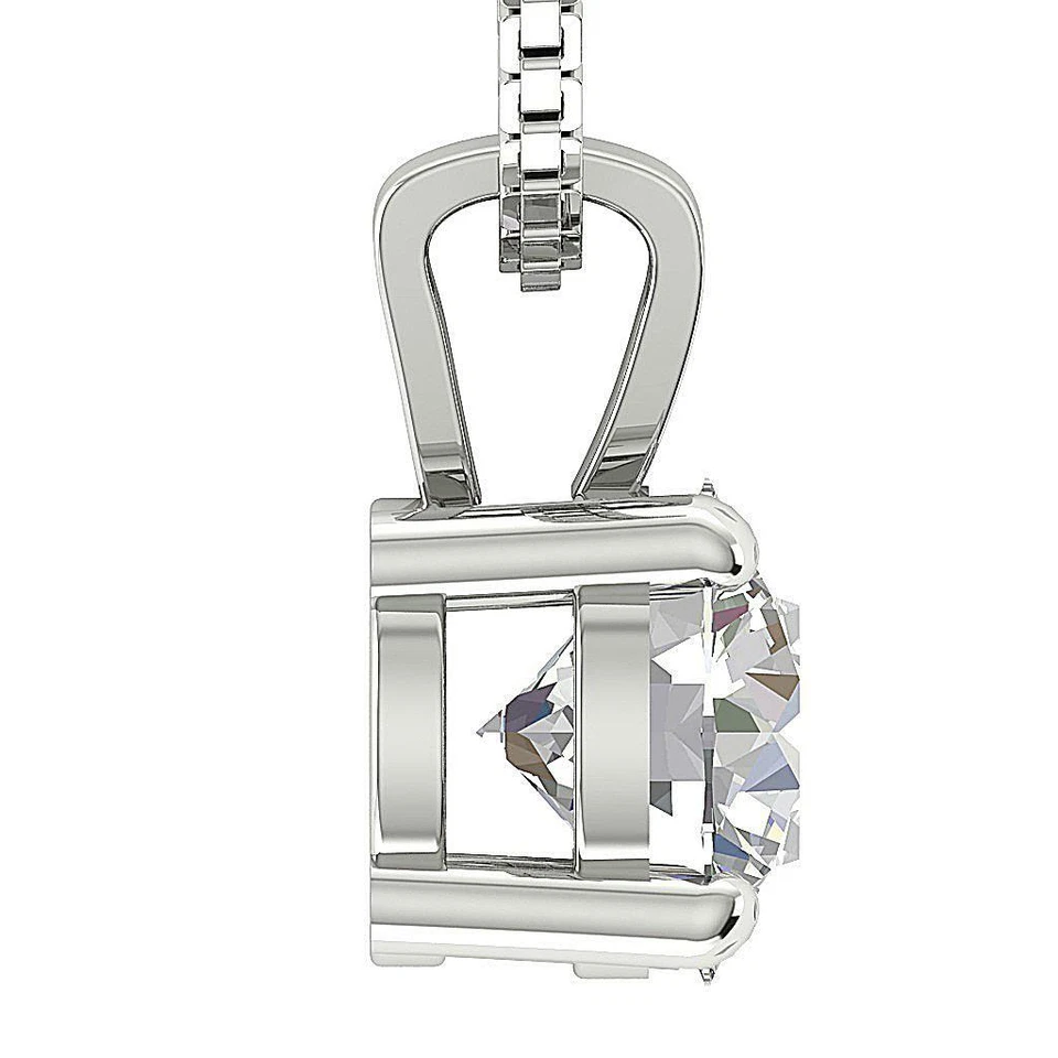 I1 H 1.60 Carat Round Natural Solitaire Diamond Pendant Prong Set 14K White Gold - Image 2 of 4