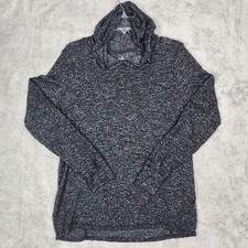 Cuddl Duds Long Sleeve Womens Stretch Thermal Hoodie Tunic Top Black Marled Sz M