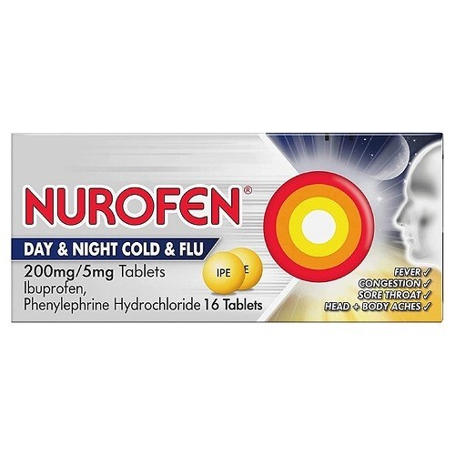 NUROFEN DAY AND NIGHT COLD and FLU 16 TABLETS