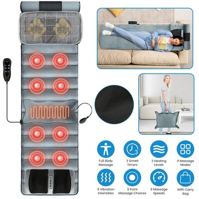 Vibration Back Massage Mat with Removable Calf Foot Massager with Head Pillow