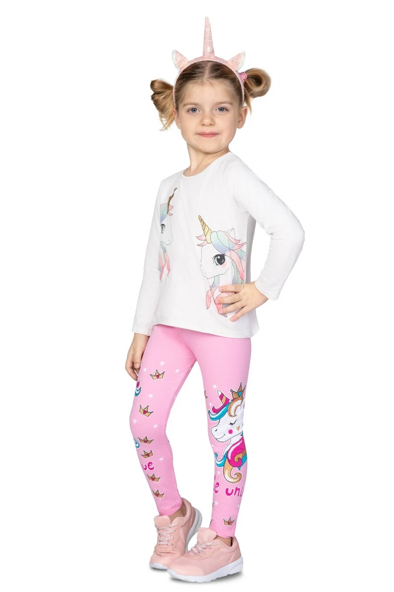 Girl Comfortable Stretchy Leggings Cotton Unicorn Cute Kids Elastic Pants  FR1019