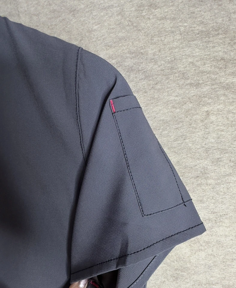 Carhartt Scrub Top Womens Gray XS Medical Wear Pink trim - Image 4 of 4