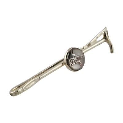 Vintage Sterling Silver Reverse Intaglio German Shepherd Tie Clip #3831 Vintage Sterling Silver Reverse Intaglio German Shepard Tie  main image 2