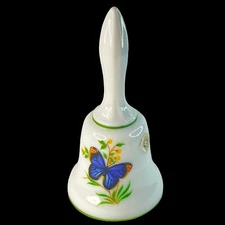 Vintage Westmoreland Hand Painted Bell Original Label Butterfly 5”T