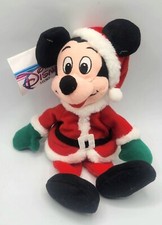 Disney Store Beanie Baby Plush Mickey Mouse Santa Christmas NWT. Clean no smells