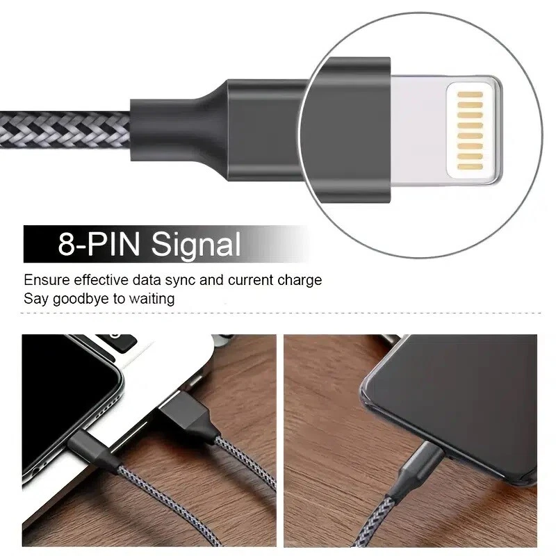 3 Pack Fast Charger Cable Heavy Duty For iPhone 13 12 11 X XR 8 7 Charging Cord - Image 3 of 4