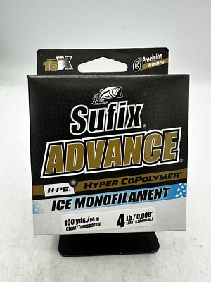 Sufix Advance Ice Monofilament - Clear 4 lb Test - 100 yards - Ice Fishing Line