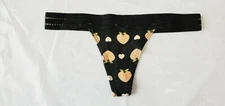 Rue 21 Women's Thong Panties LARGE W Stretchy Waistband Black W Peaches