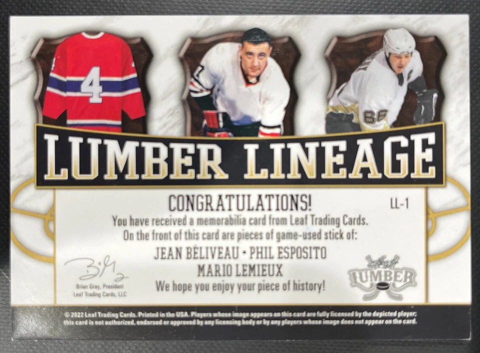 2021-22 Leaf Lumber Mario Lemieux Game Used Stick 7/9 - Image 2 of 2