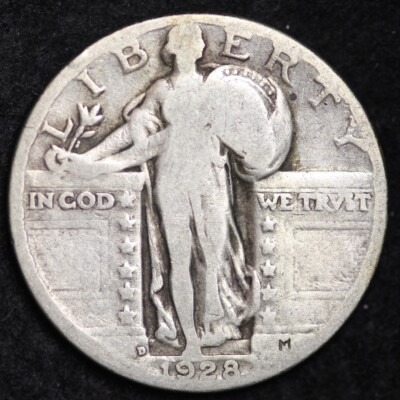 1928-D Standing Liberty Quarter Silver GOOD / VG FULL DATE FREE SHIPPING!