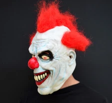 Halloween Clown Mask realistic hair Creepy Costume Killer Clown RED HAIR CLOWN