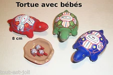 Tortue avec bébés dans son ventre, boite, céramique coloré,collection,tortues G8