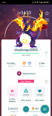 Pokémon Tra de Go --- Shiny Gigantamax Charizard ----trade 20k
