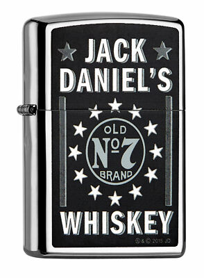 ZIPPO  JACK DANIELS Old No.7 Brand Sternchen  Chrom  + 1 Fahne kostenlose Zugabe