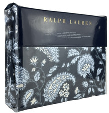 Ralph Lauren QUEEN Delphine Paisley Duvet Cover White Navy Blue Floral