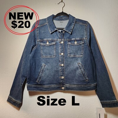 New Women's Sonoma Crop Jean Jacket size Large L Long sleeves