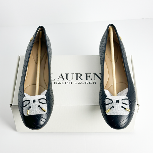 Lauren Ralph Lauren Women's Jayna Quilted Ballet Flats Black Leather Size 8 B